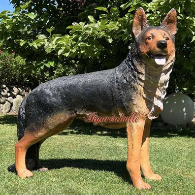 Schäferhund Deutsch Skulptur Figur Statue Dekoration Garten Natur Deko lebensecht