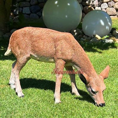 Hirsch Reh Tierfigur Figur Statue Skulptur Dekoration Deko fressend Gartenfigur