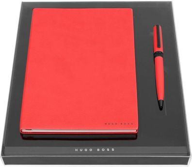 Hugo Boss Schreib-Set Red (Kugelschreiber & Notizblock A5) | Geschenkbox