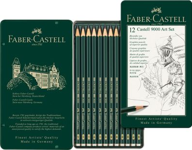 Faber-Castell 12er Bleistift-Set, Art-Set, Castell 9000 im Metalletui