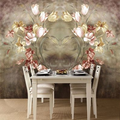 Vlies Fototapete Wandtapete Wandbilder Stil mit Floraler Kunst Hintergrund 11323