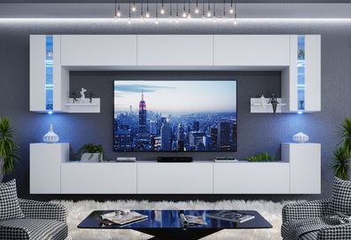 M19 1A Möbel Wohnzimmer Wohnwand Mediawand Wohnschrank Schrankwand Regal Farbauswahl