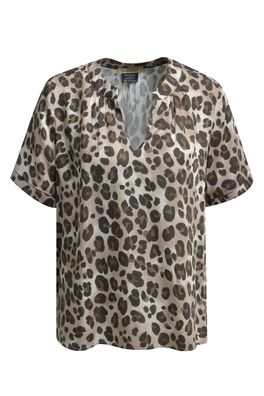 Smith & Soul Bluse mit Leomuster und kurzem Arm in Nougat