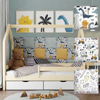 Polsterpaneel 30x30 Gepolstertes Wandpaneel mit Aufdruck für Kinder Wandpolster