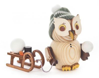 Miniaturfiguren Mini-Eule + Schlitten BxHxT 50x80x35mm NEU Holzfigur Weihnachten