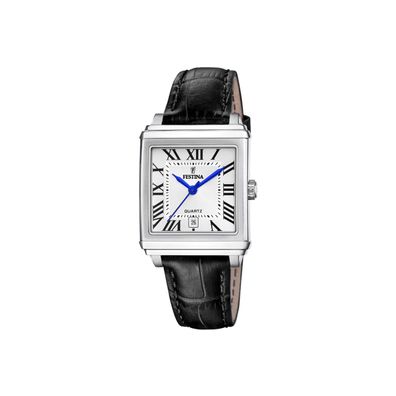 Festina Square Damen Uhr F20682/3 Edelstahl Lederarmband Schwarz