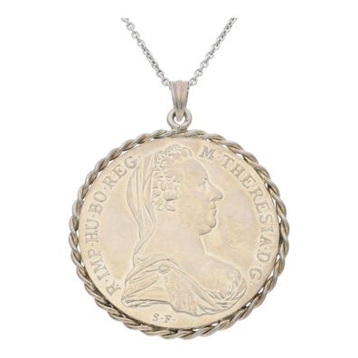Münz Anhänger mit Fassung Maria Theresia Taler 800/000 Silber 25325384 getragen