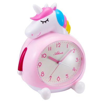 Atlanta Kinderwecker mit Leisegang Einhorn Rosa/Weiß 2163/17