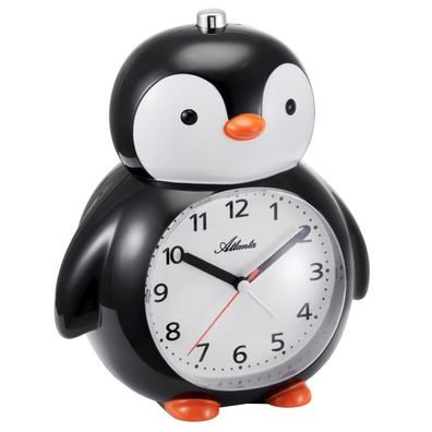 Atlanta Kinderwecker mit Leisegang Pinguin Schwarz/Weiß 2165