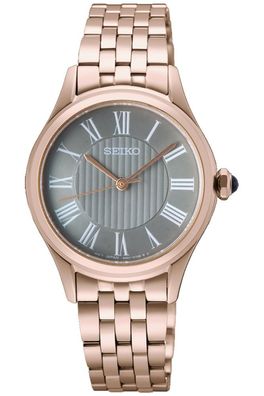 Seiko Damenuhr Klassik Quarz Roségoldfarben/Grau SUR614P1