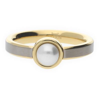 Boccia Damenring Titan Gelbgold-Legierungsschicht mit Süsswasserzuchtperle 0137-03