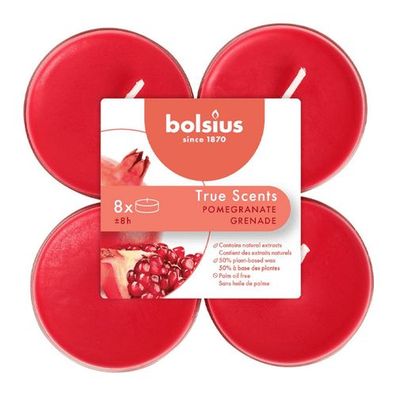 Duft-Maxilichter, Granatapfel, True Scents, Bolsius, Ø60 mm, Brenndauer ca. 8h, 8 Stü