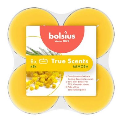 Duft-Maxilichter, Mimose, True Scents, Bolsius, Ø60 mm, Brenndauer ca. 8h, 8 Stück pr