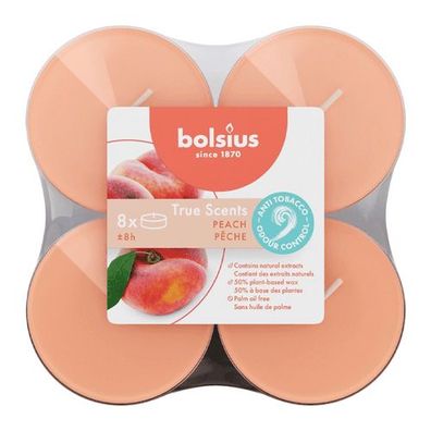 0-Duft-Maxilichter, Pfirsich, True Scents, Bolsius, Ø60 mm, Brenndauer ca. 8h, 8 Stüc