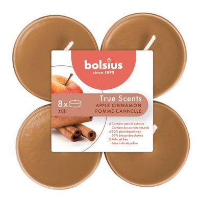 Duft-Maxilichter, Apple Cinnamon, True Scents, Bolsius, Ø60 mm, Brenndauer ca. 8h, 8