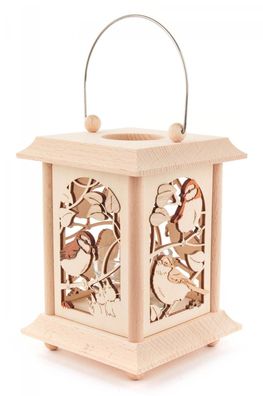 Tischlaterne Vögel mit Glaseinsatz BxHxT = 12x17x12cm NEU Holzlaterne Windlicht