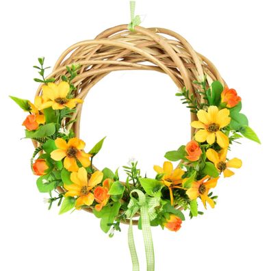 Sommerlicher Weidenkranz mit orangefarbenen Schönheiten Ø25 cm