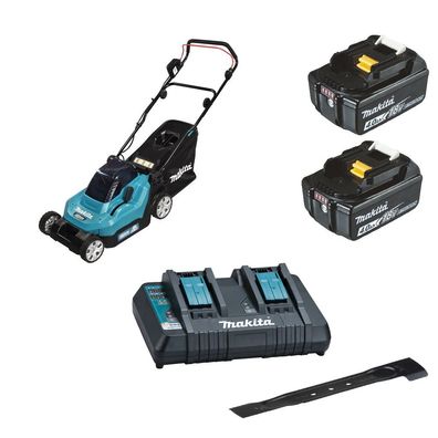 Makita Akku-Rasenmäher DLM382PM2 38 cm 2x BL1840B 4,0 Ah DC18RD 40 l Fangkorb