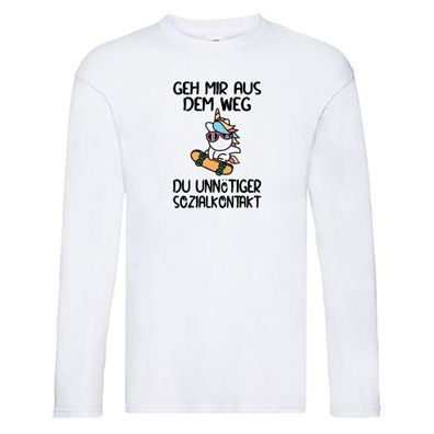 Aus dem Weg, Sozialkontakt | Einhorn | Skateboard Long Sleeve Weiß