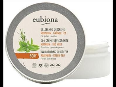 Eubiona 3x Belebende Deocreme Rosmarin-Grüner Tee. Für jeden Hauttyp 50ml