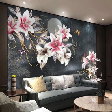 Vlies Fototapete Wandtapete Wandbilder Blumen Pflanzen Blumen und Vögeln 11391