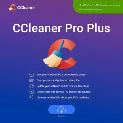 CCleaner Professional Plus| 3 Geräte|Mengenrabatt wählbar| ohne ABO| per eMail|ESD
