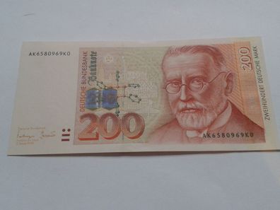 Original 200 Mark 1996 Banknote 200 D-Mark 1996 Ehrlich 200 DM 1996 Banknote Ehrlich