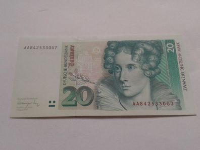 Original 20 DM 1996 Banknote 20 Mark 1996 20 D-Mark 1996 Banknote