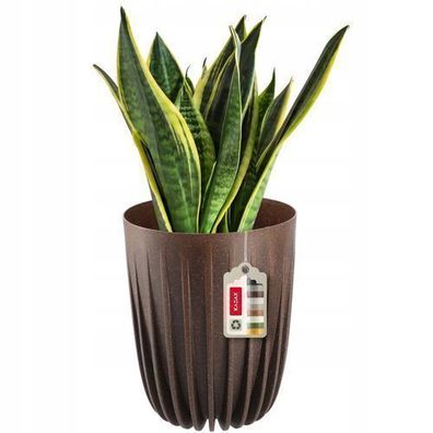 KADAX Blumentopf aus Kunststoff mit Naturmaterialien, 25 cm, Dunkelbraun