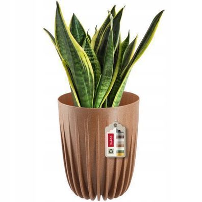 KADAX Blumentopf aus Kunststoff mit Naturmaterialien, 30 cm, Hellbraun