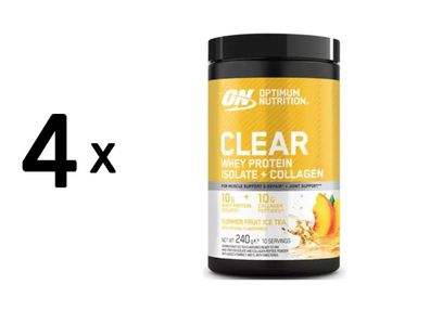4 x Optimum Nutrition Clear Whey Protein Isolate + Collagen (240g) Summer Fruit Ice T