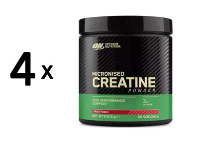 4 x Optimum Nutrition Micronised Creatine Powder - flavoured (247,5g) Fruit Punch