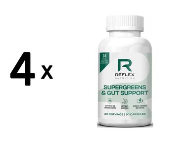 4 x Reflex Nutrition Supergreens and Gut Support (90 Caps)