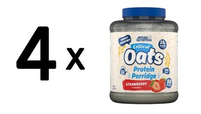 4 x Applied Nutrition Critical Oats Protein Porridge, Strawberry - 3000g