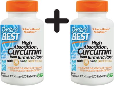 2 x Doctors Best Best Curcumin C3 Complex, 1000mg - 120 tabs
