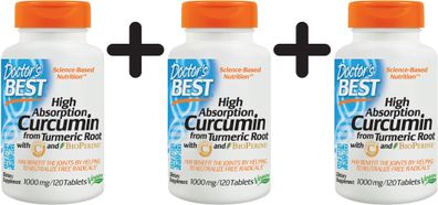 3 x Doctors Best Best Curcumin C3 Complex, 1000mg - 120 tabs
