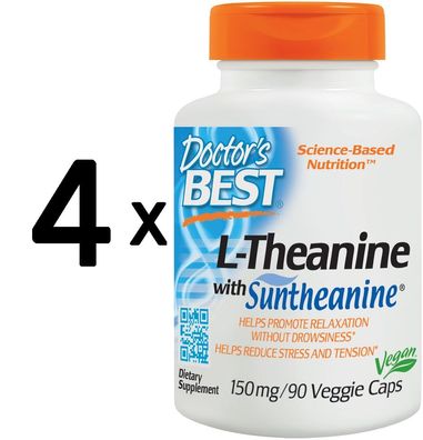 4 x Doctors Best L-Theanine with Suntheanine - 90 vcaps