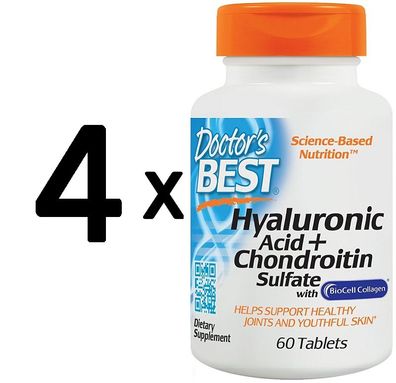 4 x Doctors Best Hyaluronic Acid + Chondroitin Sulfate - 60 tabs