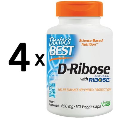 4 x Doctors Best D-Ribose, 850mg - 120 vcaps