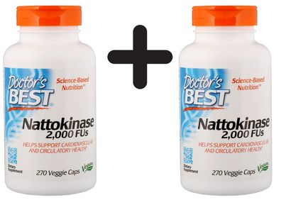 2 x Doctors Best Nattokinase, 2000 FUs - 270 vcaps