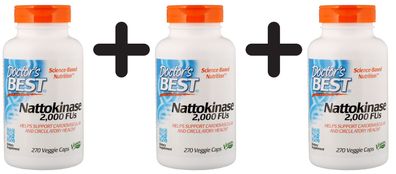 3 x Doctors Best Nattokinase, 2000 FUs - 270 vcaps