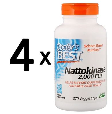 4 x Doctors Best Nattokinase, 2000 FUs - 270 vcaps