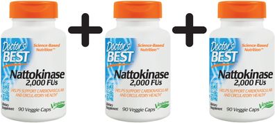 3 x Doctors Best Best Nattokinase, 2000FU - 90 vcaps