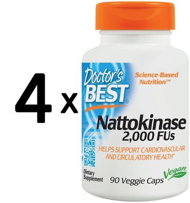 4 x Doctors Best Best Nattokinase, 2000FU - 90 vcaps