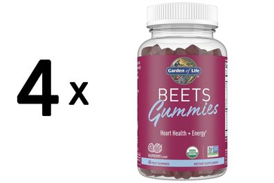 4 x Garden of Life Beets Gummies, Raspberry - 60 gummies