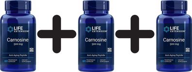 3 x Life Extension Carnosine, 500mg - 60 vcaps