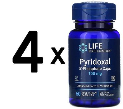 4 x Life Extension Pyridoxal 5'-Phosphate Caps, 100mg - 60 vcaps