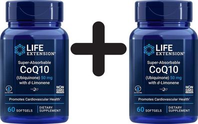 2 x Life Extension Super-Absorbable CoQ10 (Ubiquinone) with d-Limonene, 100mg - 60 so