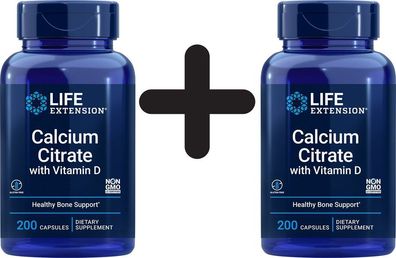 2 x Life Extension Calcium Citrate with Vitamin D - 200 vcaps