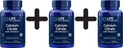 3 x Life Extension Calcium Citrate with Vitamin D - 200 vcaps